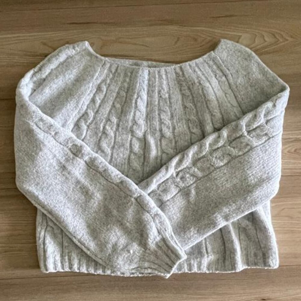 Hollister Off-the-Shoulder Cable-Knit Sweater Grey Size XS